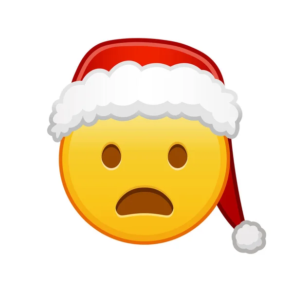 Vánoční Zamračený Obličej Otevřenými Ústy Velká Velikost Žlutého Emoji Úsměv — Stockový vektor