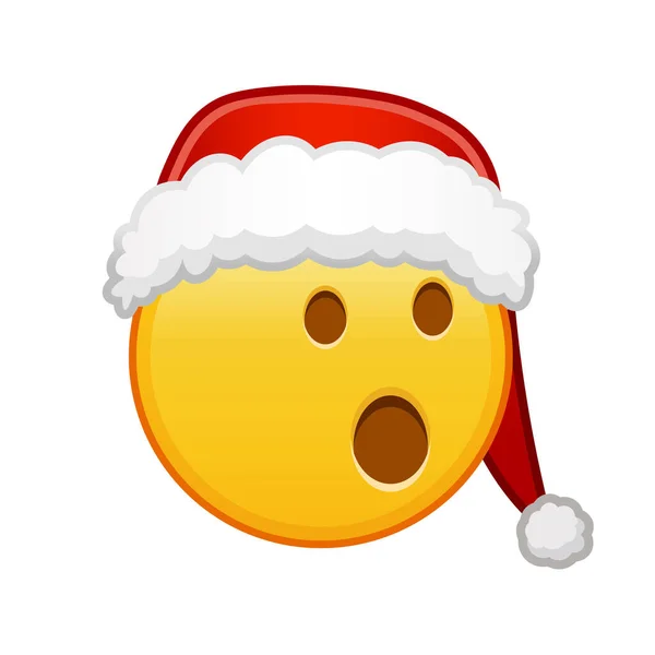 Karácsonyi Arc Nyitott Szájjal Nagy Méretű Sárga Emoji Mosoly — Stock Vector