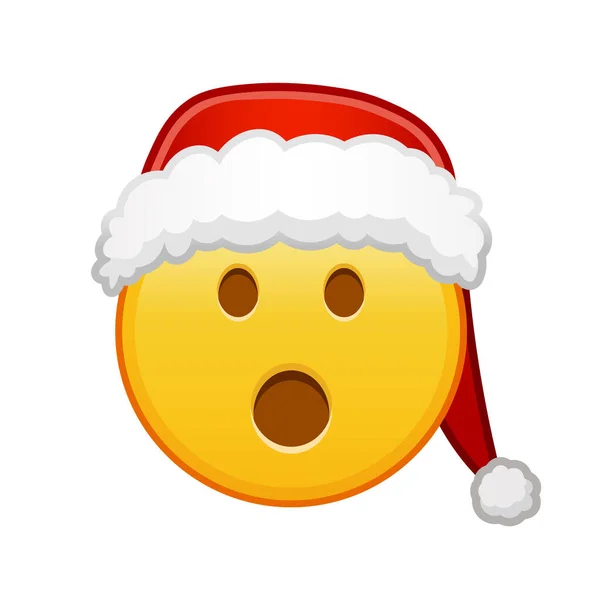 Kerst Gezicht Met Open Mond Grote Maat Van Gele Emoji — Stockvector