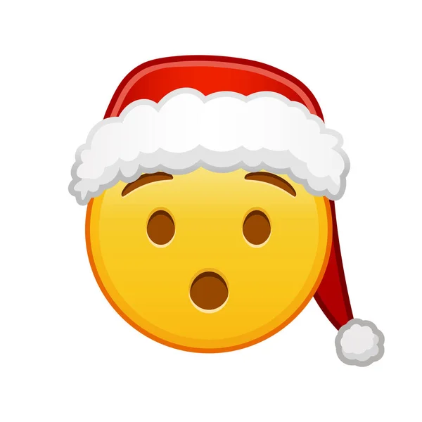 Christmas Hushed Face Large Size Yellow Emoji Smile — Stock Vector