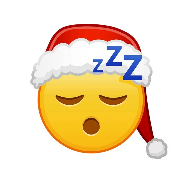 Karácsony Alvó Arc Nagy Méretű Sárga Emoji Mosoly — Stock Vector