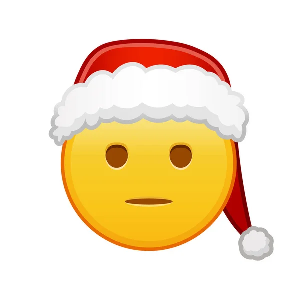 Kerst Geeuwen Gezicht Groot Formaat Van Gele Emoji Glimlach — Stockvector