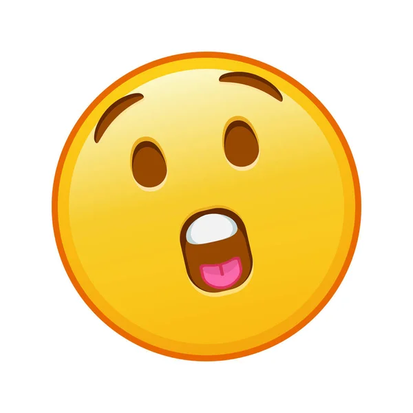Visage Bouche Ouverte Grande Taille Sourire Emoji Jaune — Image vectorielle