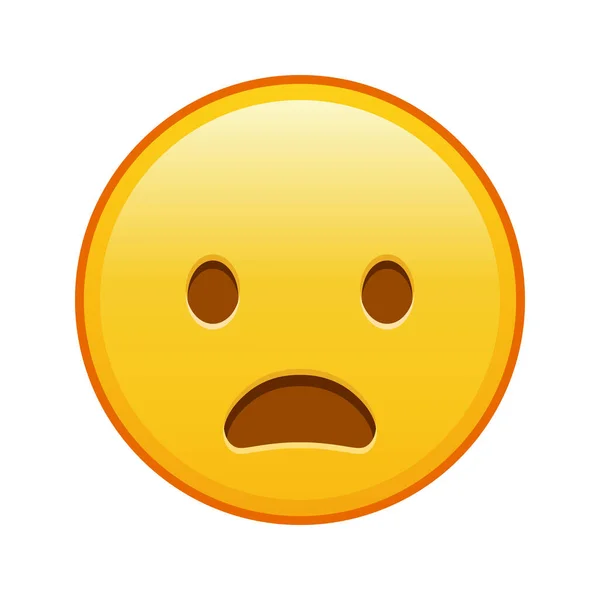 Szemöldökráncolás Nyitott Szájjal Nagy Méretű Sárga Emoji Mosoly — Stock Vector