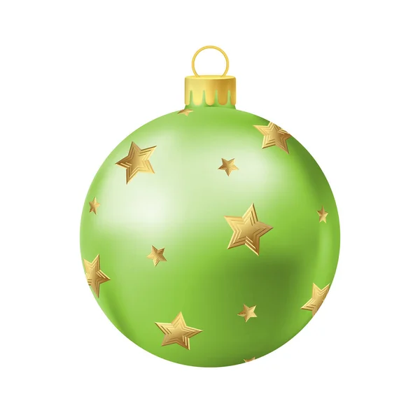 Bola Árvore Natal Verde Com Estrela Ouro — Vetor de Stock