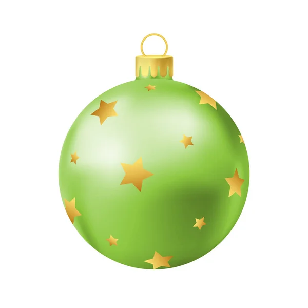 Altın Yıldızlı Yeşil Noel Ağacı Topu — Stok Vektör