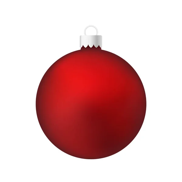 Kırmızı Noel Ağacı Oyuncağı Veya Top Volumetrik Gerçekçi Renk Çizimi — Stok Vektör