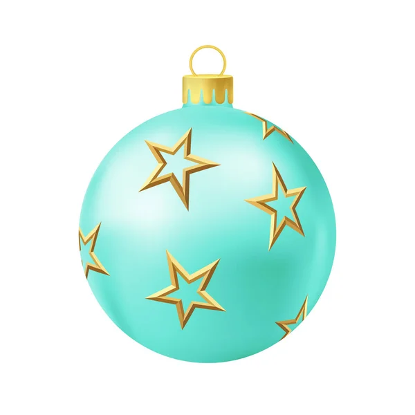 Turquoise Christmas Tree Ball Gold Star — Stock Vector