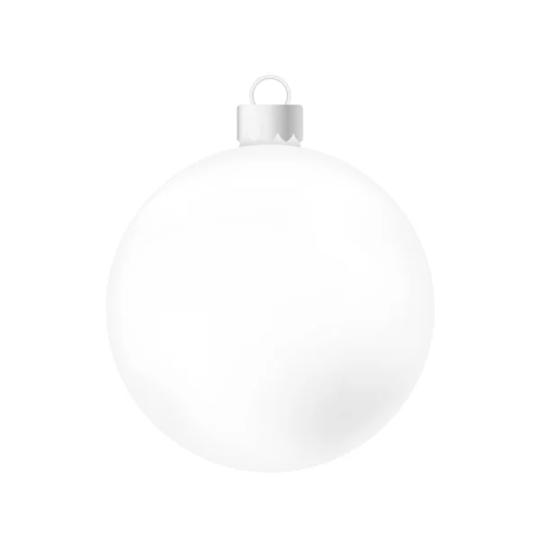 Fehér Karácsonyfa Játék Vagy Labda Volumetrikus Realisztikus Színes Illusztráció — Stock Vector