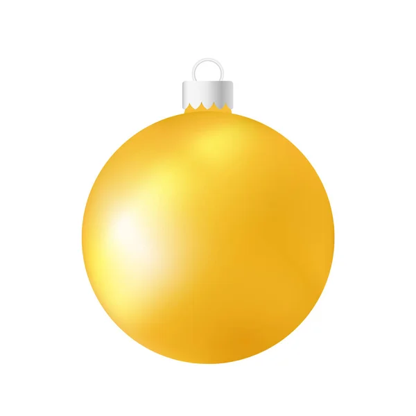 Yellow Christmas Tree Toy Ball Volumetric Realistic Color Illustration — Stock Vector
