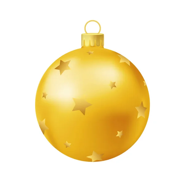 Bola Árvore Natal Amarelo Com Estrela Ouro — Vetor de Stock