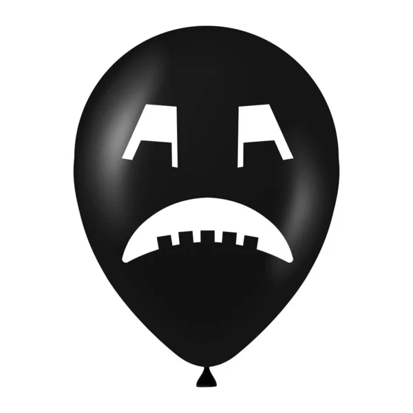 Halloween Zwarte Ballon Illustratie Met Eng Grappig Gezicht — Stockvector