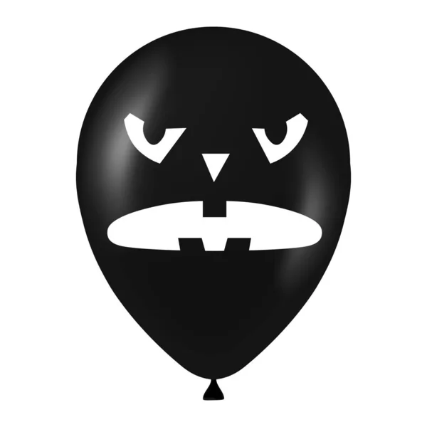 Ilustración Globo Negro Halloween Con Cara Aterradora Divertida — Archivo Imágenes Vectoriales