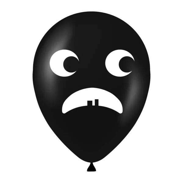 Halloween Czarny Balon Ilustracja Straszną Zabawną Twarzą — Wektor stockowy