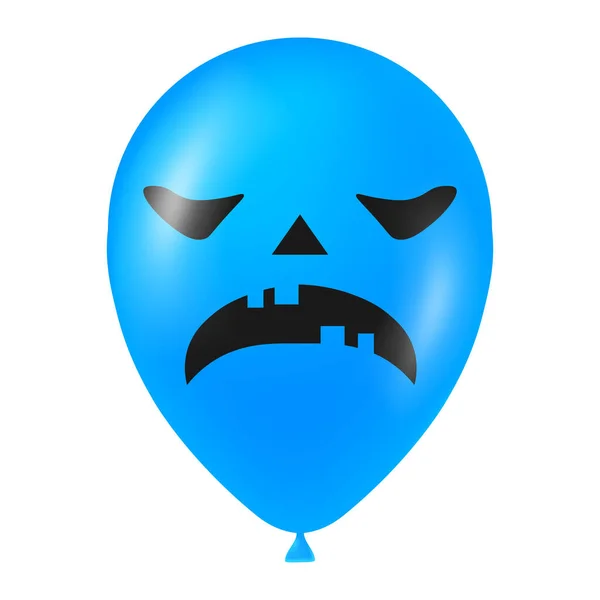 Ilustración Globo Azul Halloween Con Cara Aterradora Divertida — Vector de stock