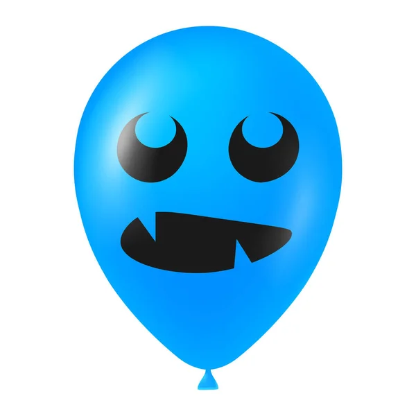 Korkunç Komik Yüzlü Cadılar Bayramı Mavi Balonu Çizimi — Stok Vektör