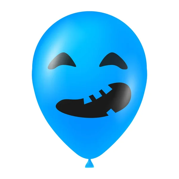 Ilustración Globo Azul Halloween Con Cara Aterradora Divertida — Vector de stock