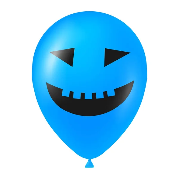 Halloween Kék Léggömb Illusztráció Ijesztő Vicces Arc — Stock Vector