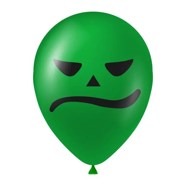 Halloween Green Balloon Illustration Scary Funny Face — Stock Vector