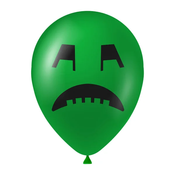 Illustrazione Palloncino Verde Halloween Con Viso Spaventoso Divertente — Vettoriale Stock