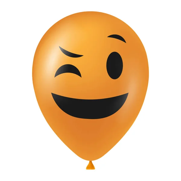 Korkunç Komik Yüzlü Cadılar Bayramı Turuncu Balonu Çizimi — Stok Vektör