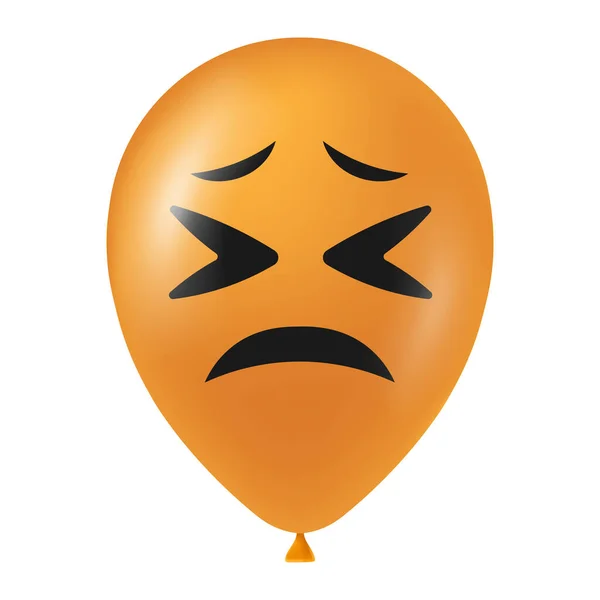 Halloween Orange Ballong Illustration Med Skrämmande Och Roligt Ansikte — Stock vektor