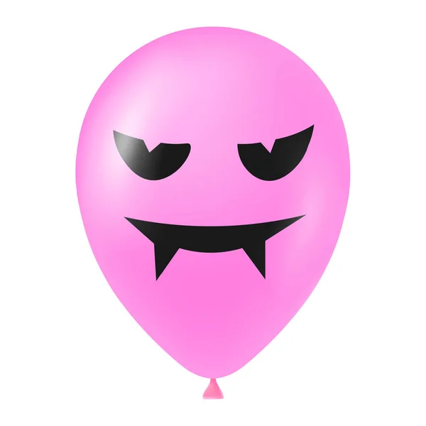 Ilustrasi Balon Merah Muda Halloween Dengan Wajah Menakutkan Dan Lucu - Stok Vektor