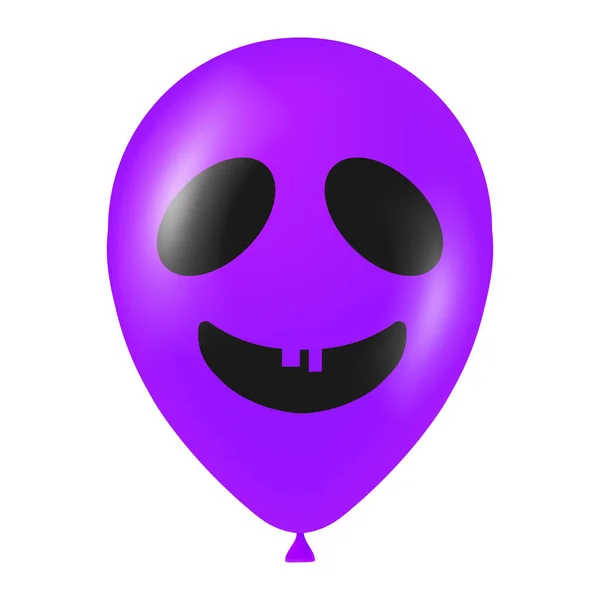 Halloween Balão Roxo Ilustração Com Rosto Assustador Engraçado —  Vetores de Stock
