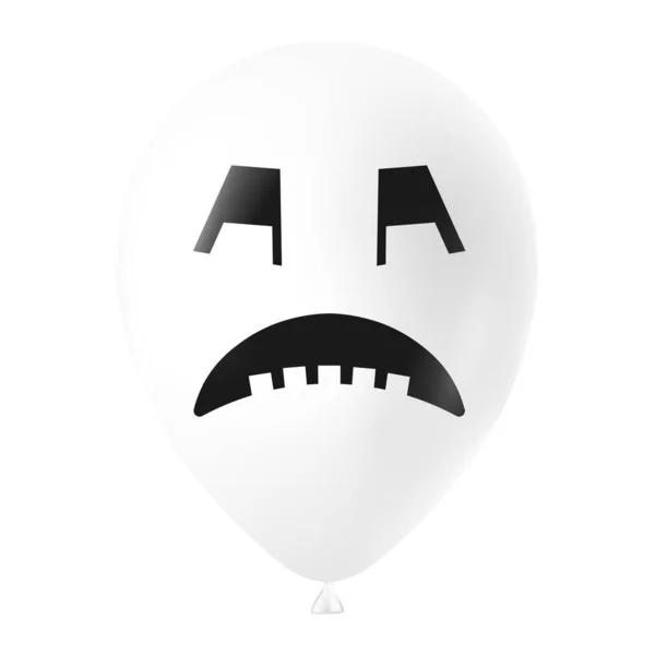 Halloween Vit Ballong Illustration Med Skrämmande Och Roligt Ansikte — Stock vektor