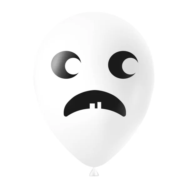 Halloween Biały Balon Ilustracja Straszną Zabawną Twarzą — Wektor stockowy