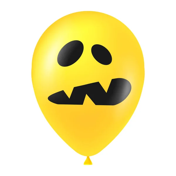 Ilustración Globo Amarillo Halloween Con Cara Aterradora Divertida — Vector de stock