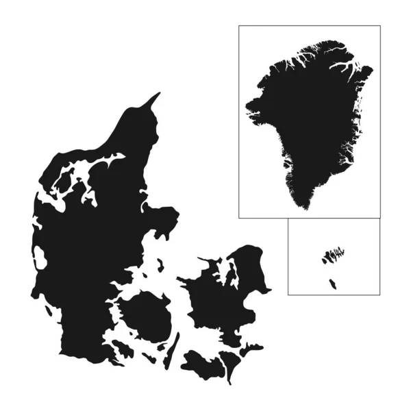 Sehr Detaillierte Karte Des Königreichs Dänemark Mit Isolierten Grenzen Hintergrund — Stockvektor