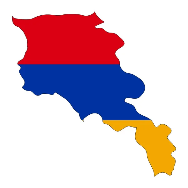 Armenien Landkarte Silhouette Mit Flagge Isoliert Auf Weißem Hintergrund — Stockvektor