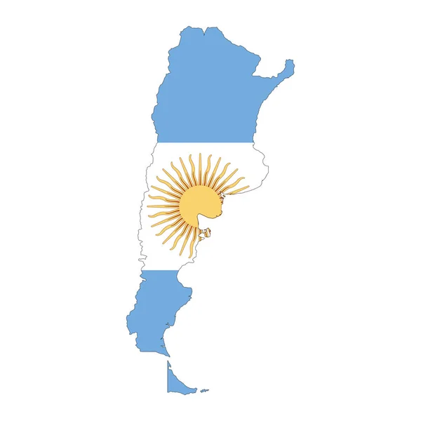 Argentine Carte Silhouette Avec Drapeau Isolé Sur Fond Blanc — Image vectorielle