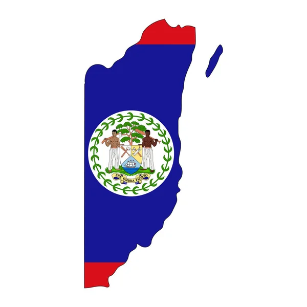 Landkartensilhouette Von Belize Mit Flagge Auf Weißem Hintergrund — Stockvektor