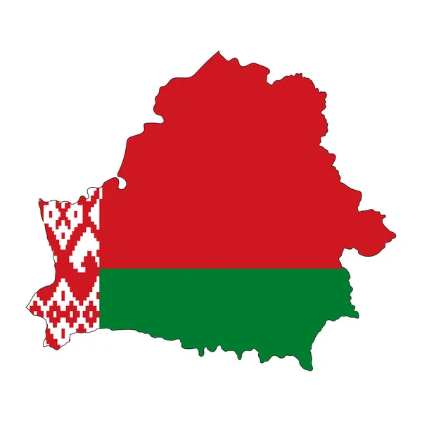 Bielorrusia Mapa Silueta Con Bandera Aislada Sobre Fondo Blanco — Archivo Imágenes Vectoriales
