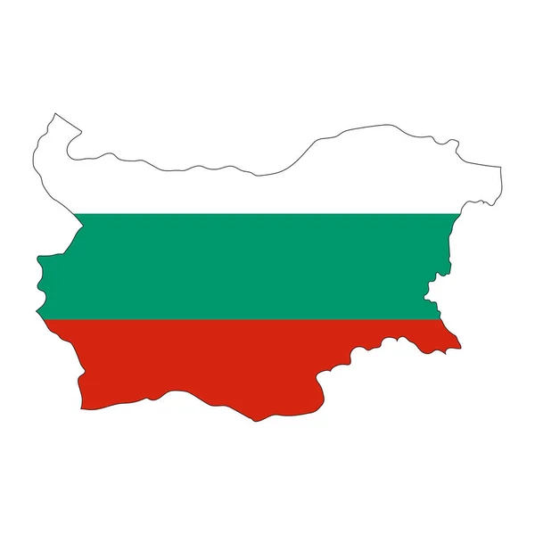 Bulgaria Mapa Silueta Con Bandera Aislada Sobre Fondo Blanco — Vector de stock