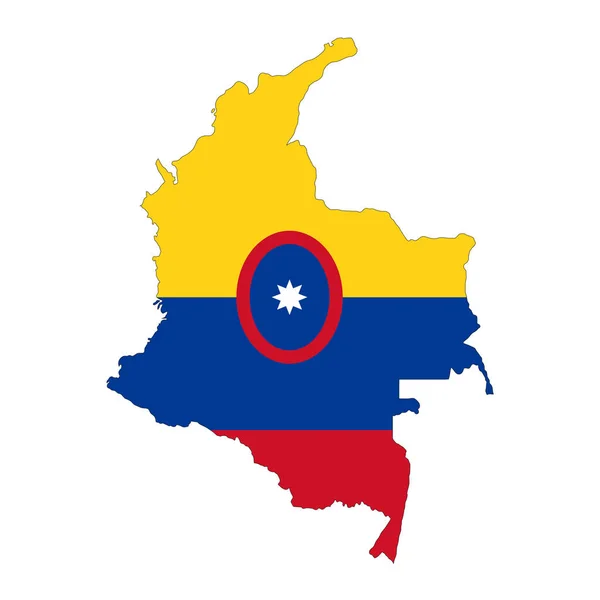 Mapa Colombia Silueta Con Bandera Aislada Sobre Fondo Blanco — Archivo Imágenes Vectoriales