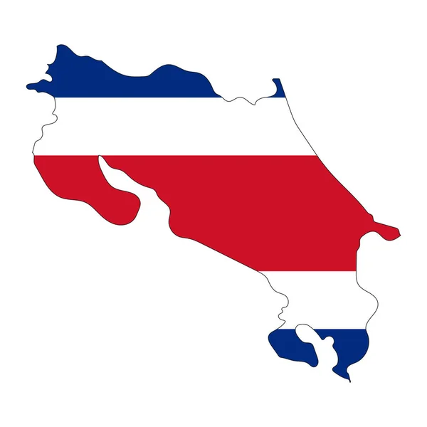 哥斯达黎加地图轮廓 国旗在白色背景上孤立 — 图库矢量图片