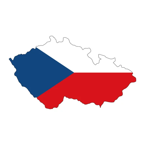 Czechy Mapa Sylwetka Flagą Izolowane Białym Tle — Wektor stockowy
