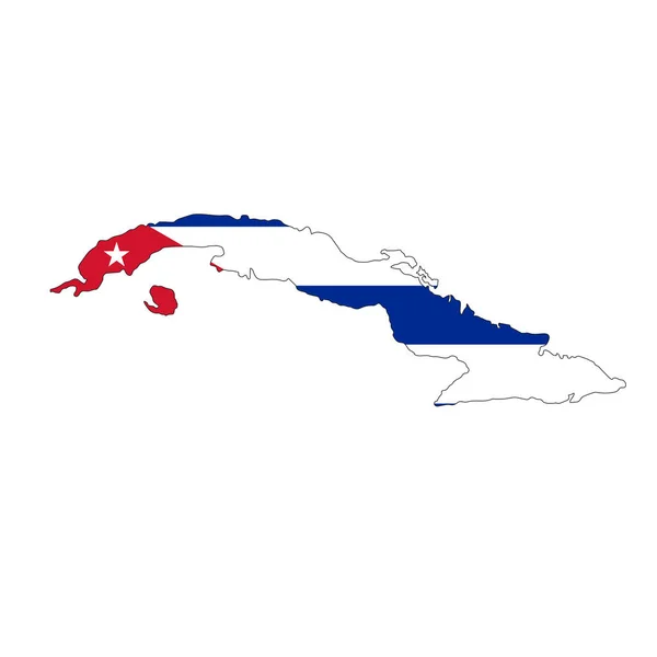 Cuba Kaart Silhouet Met Vlag Geïsoleerd Witte Achtergrond — Stockvector