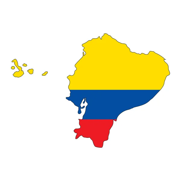エクアドル地図シルエットと国旗白を背景に孤立 — ストックベクタ