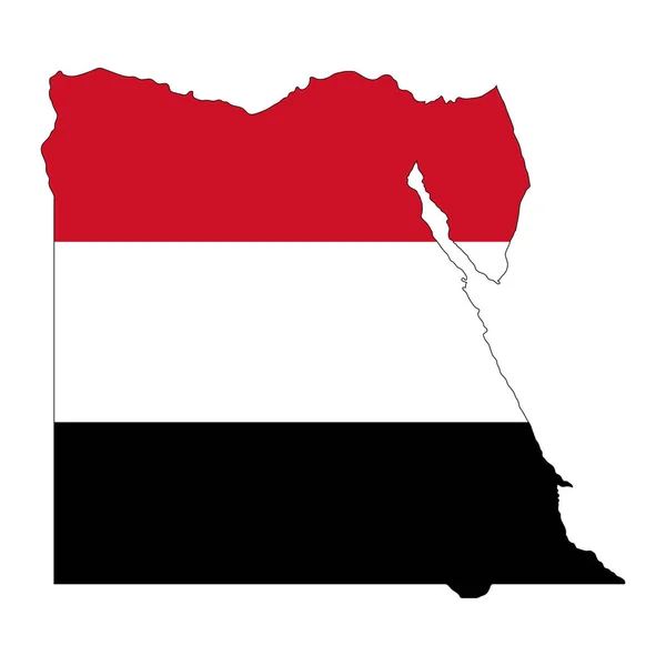 Egypten Karta Siluett Med Flagga Isolerad Vit Bakgrund — Stock vektor