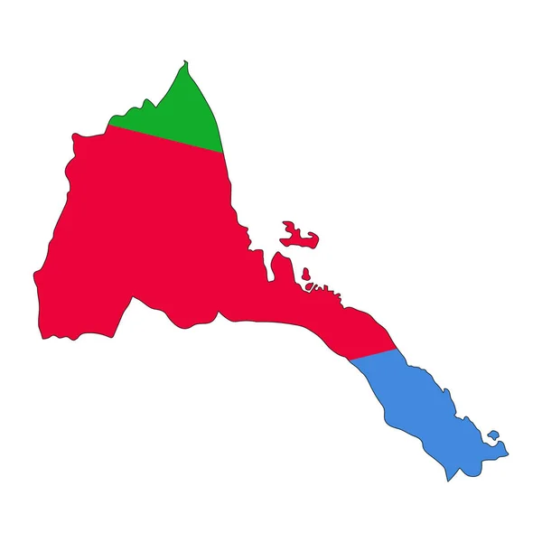 エリトリア地図シルエットと旗は白い背景に孤立している — ストックベクタ