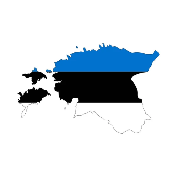 Estonie Carte Silhouette Avec Drapeau Isolé Sur Fond Blanc — Image vectorielle