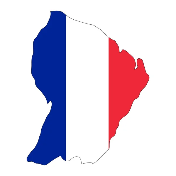 Silueta Mapa Guayana Francesa Con Bandera Aislada Sobre Fondo Blanco — Vector de stock