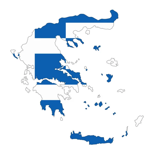 Силуэт Карты Греции Выделенным Белом Фоне Флагом — стоковый вектор
