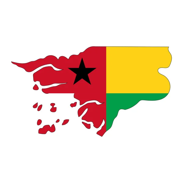 Guiné Bissau Mapa Silhueta Com Bandeira Isolada Sobre Fundo Branco — Vetor de Stock