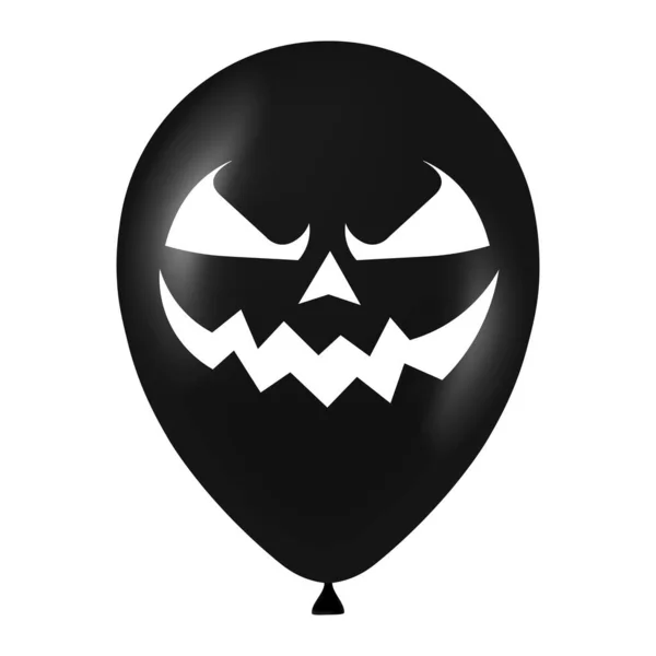 Halloween Fekete Léggömb Illusztráció Ijesztő Vicces Arc — Stock Vector