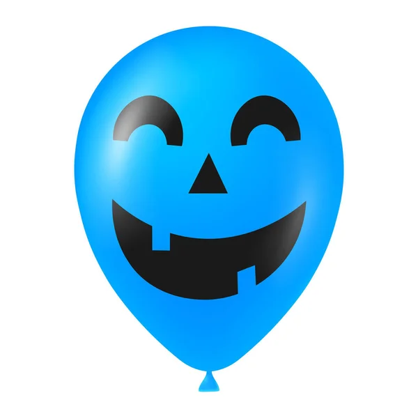 Halloween Blauwe Ballon Illustratie Met Eng Grappig Gezicht — Stockvector